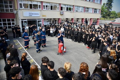 ATATÜRK ANADOLU LİSESİ’NDE YANGIN TATBİKATI YAPILDI