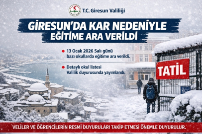 GİRESUN’DA KAR NEDENİYLE BAZI OKULLARDA  EĞİTİME ARA VERİLDİ
