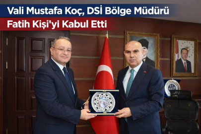 VALİ MUSTAFA KOÇ, DSİ BÖLGE MÜDÜRÜ FATİH KİŞİ’Yİ KABUL ETTİ