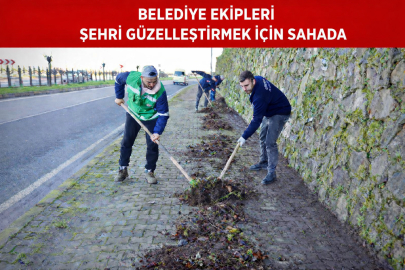BELEDİYE EKİPLERİ ŞEHRİ GÜZELLEŞTİRMEK İÇİN SAHADA