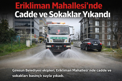 ERİKLİMAN MAHALLESİ’NDE CADDE VE SOKAKLAR YIKANDI