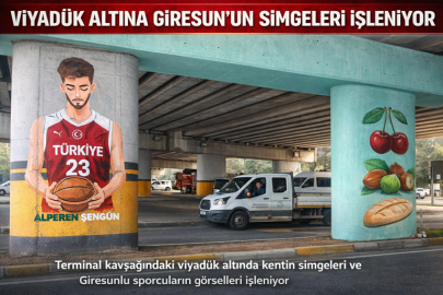 VİYADÜK ALTINA GİRESUN’UN SİMGELERİ İŞLENİYOR