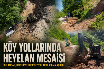 GİRESUN’DA KÖY YOLLARINA HEYELAN MÜDAHALESİ