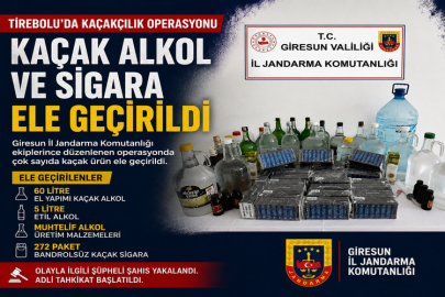 TİREBOLU’DA KAÇAK ALKOL VE SİGARA OPERASYONU