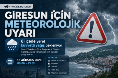 8 İLÇEDE KUVVETLİ YAĞIŞ BEKLENİYOR