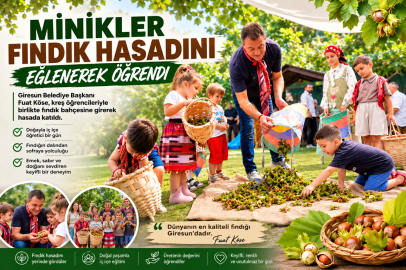 MİNİKLER FINDIK HASADINI EĞLENEREK ÖĞRENDİ