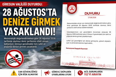 GİRESUN’DA 28 AĞUSTOS’TA DENİZE GİRMEK YASAKLANDI