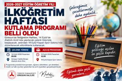 GİRESUN’DA İLKÖĞRETİM HAFTASI PROGRAMI BELLİ OLDU
