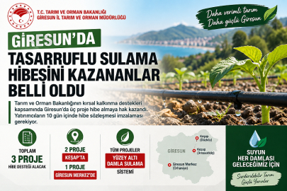 GİRESUN’DA TASARRUFLU SULAMA HİBESİNİ KAZANANLAR BELLİ OLDU