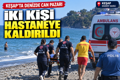 KEŞAP’TA DENİZDE CAN PAZARI: İKİ KİŞİ HASTANEYE KALDIRILDI