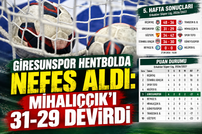 GİRESUNSPOR HENTBOLDA NEFES ALDI: MİHALIÇÇIK’I 31-29 DEVİRDİ