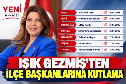 IŞIK GEZMİŞ’TEN YENİ SEÇİLEN İLÇE BAŞKANLARINA KUTLAMA