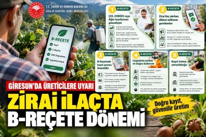 GİRESUN’DA ÜRETİCİLERE B-REÇETE UYARISI: ZİRAİ İLAÇTA KAYIT VE SMS DÖNEMİ