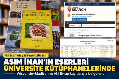ASIM İNAN’IN GİRESUN KİTAPLARI ABD VE TÜRKİYE’DEKİ ÜNİVERSİTE KÜTÜPHANELERİNDE