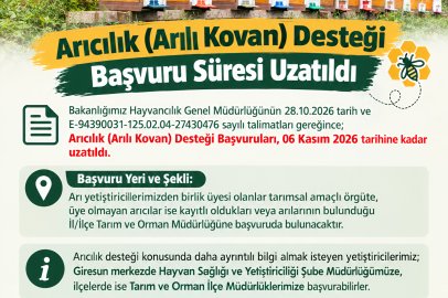 GİRESUN’DA ARICILIK DESTEĞİ BAŞVURULARI 6 KASIM’A UZATILDI